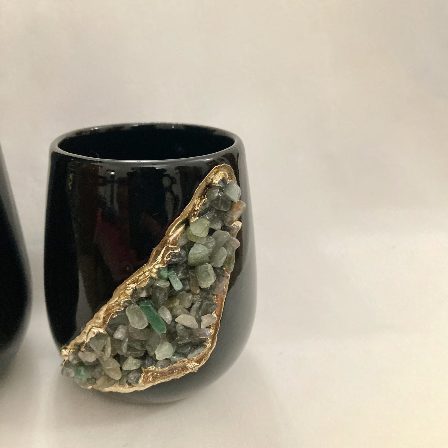 Set of 2 Black Ceramic Vases-6