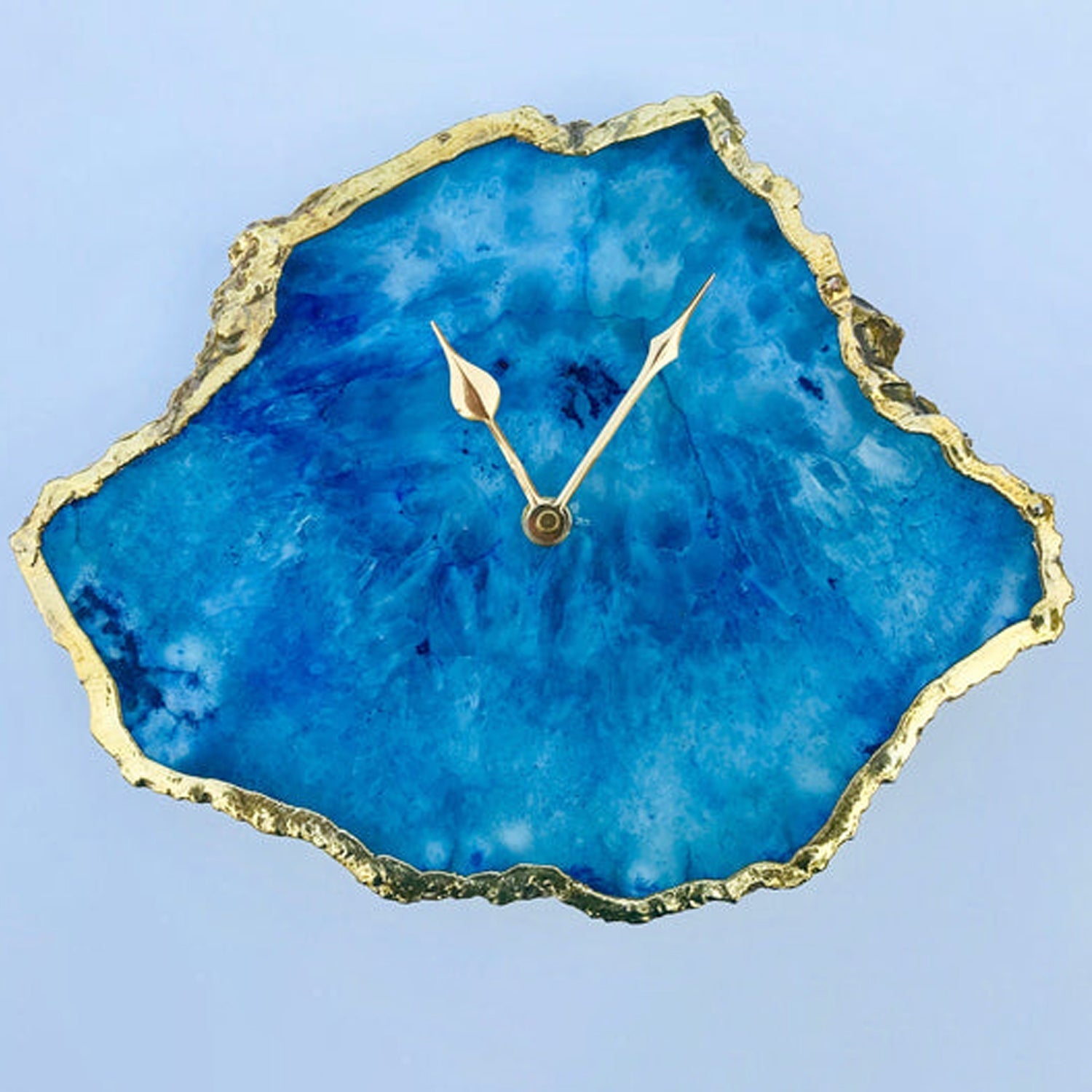 Ocean Blue Large Agate Wall/Table Clock/Personalised Momento-0