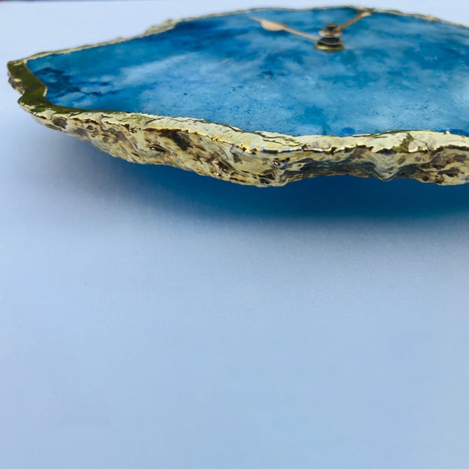 Ocean Blue Large Agate Wall/Table Clock/Personalised Momento-1