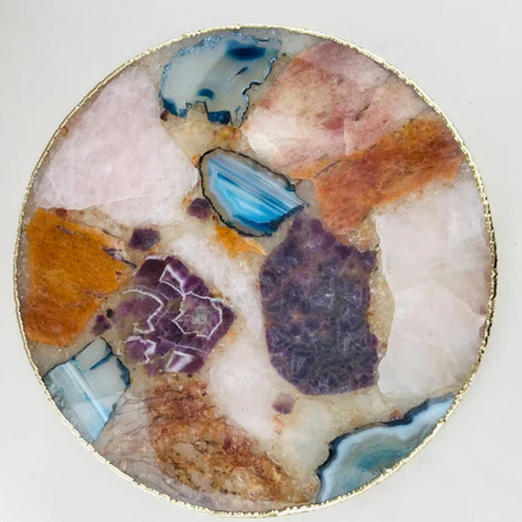 Large Multicolored 12" Diameter Agate Platter/Tray/Personalised Momentos/Sign Boards-0