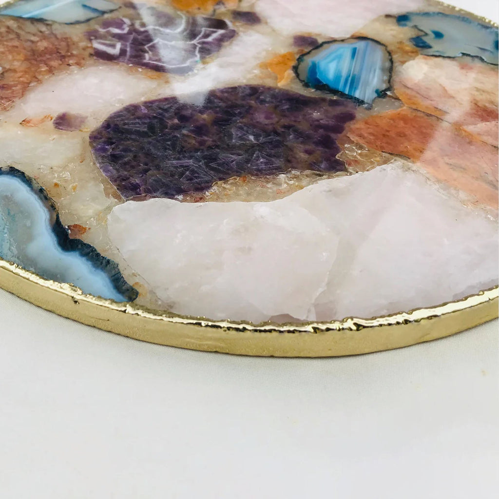 Large Multicolored 12" Diameter Agate Platter/Tray/Personalised Momentos/Sign Boards-1