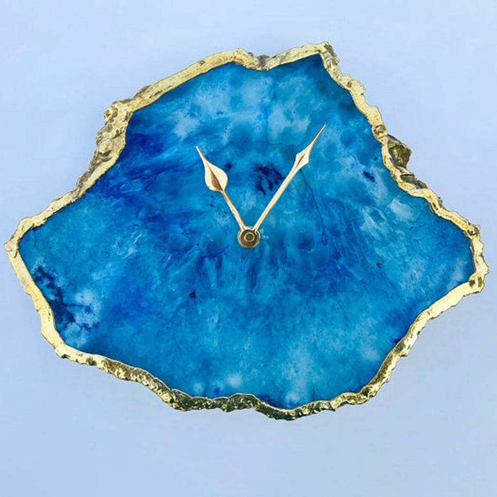 Ocean Blue Large Agate Wall/Table Clock/Personalised Momento-0