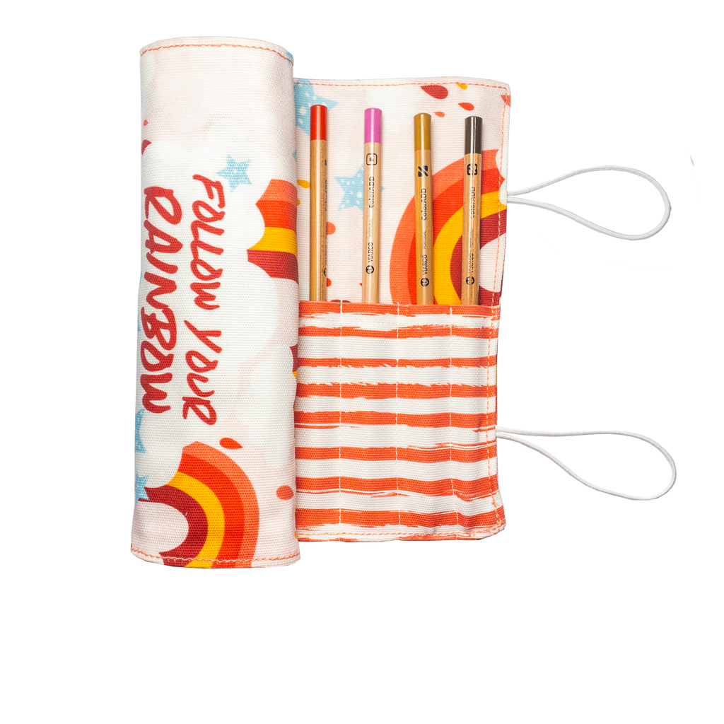 Pink Rainbow Long Pencil Case-0