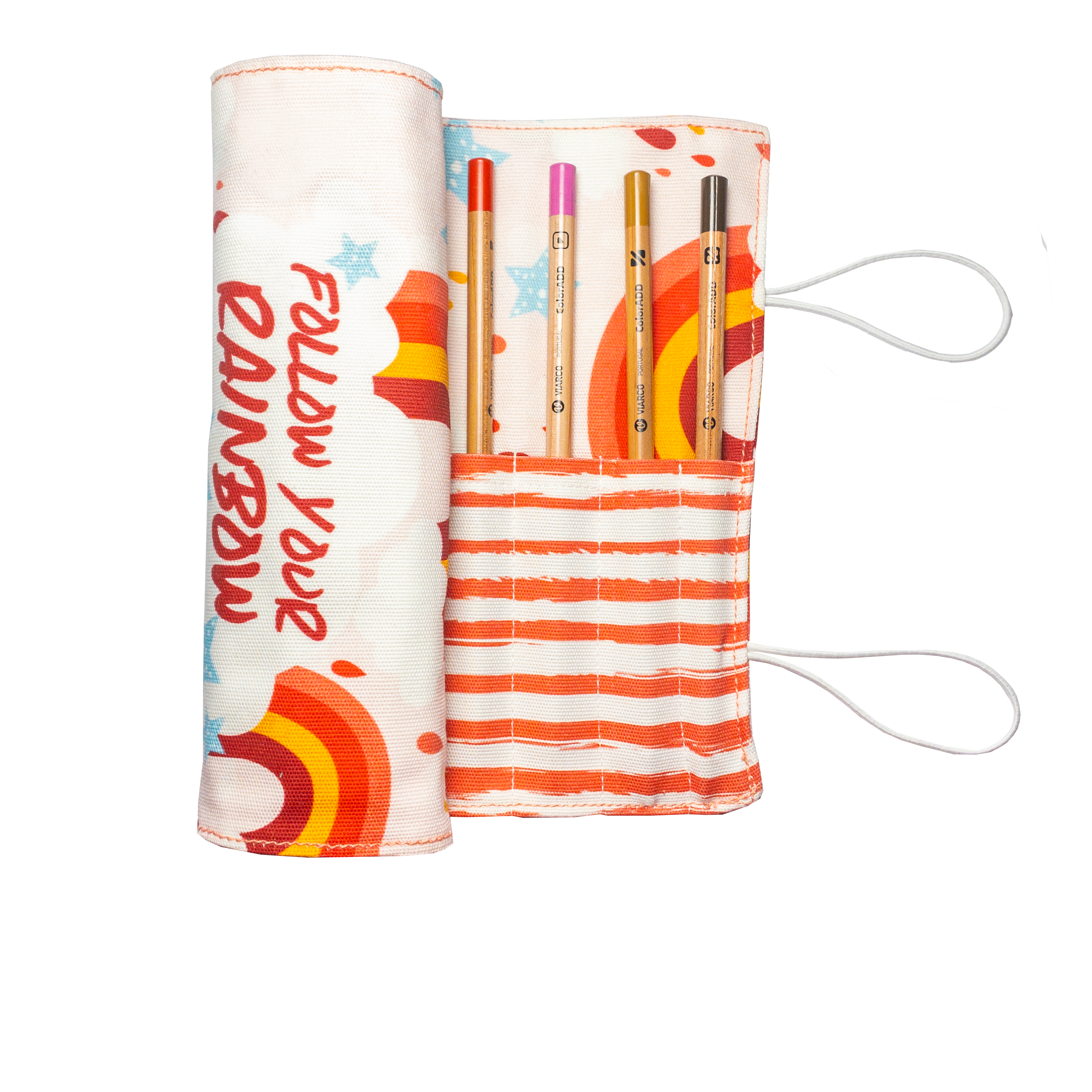 Pink Rainbow Long Pencil Case-0