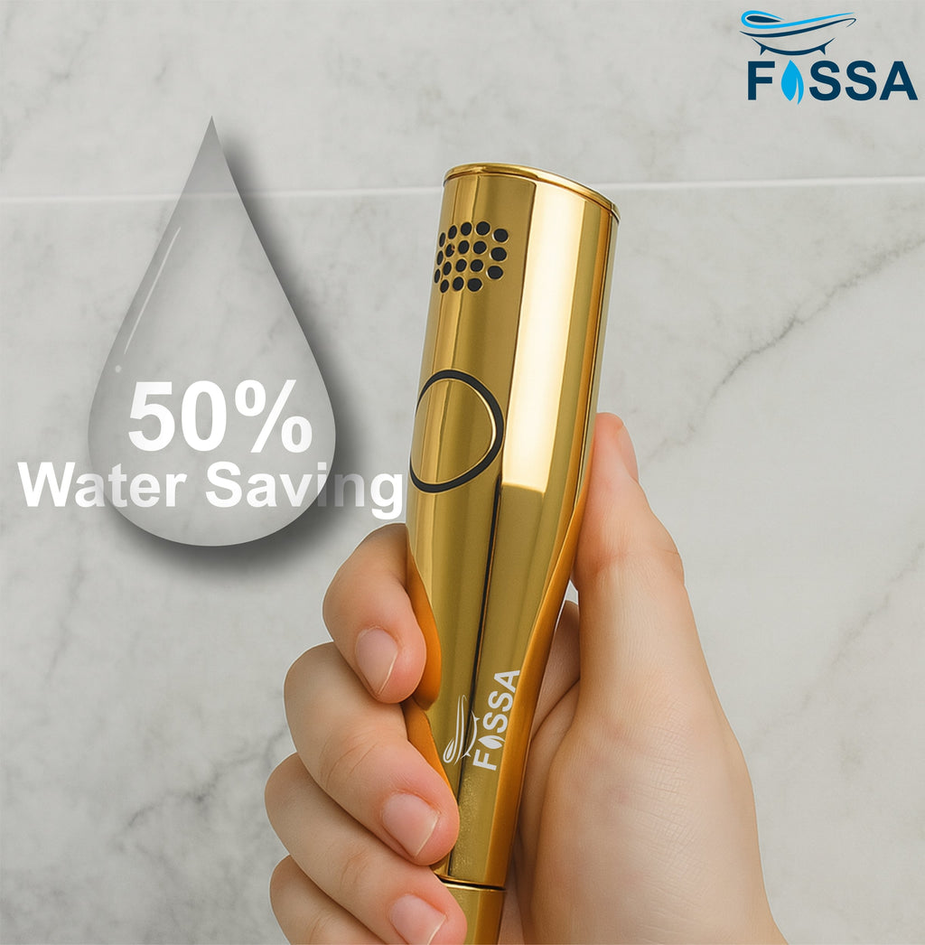 Fossa Italian Collection Heath Faucet Handheld Bidet Sprayer for Bathroom | Cloth Diaper Sprayer for Toilet | Health Faucet with 1 Mtr Hose Pipe, Hook | Chrome Finish (AQUAelite Gold)-4