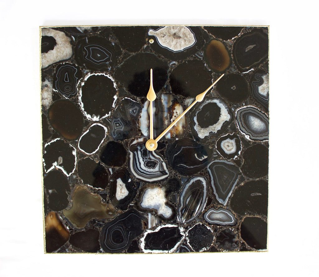Black Agate Wall Clock | Square-0